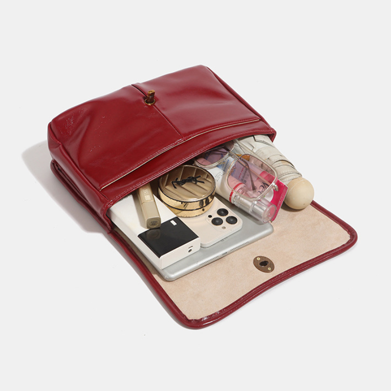 Parisian Chic Style Metal Hardware Flower Solid Color Pu Women's Square Shoulder Bags Picture6