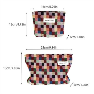 Eenvoudige Serie Casual Geruite Canvas Make-Uptassen In Gemengde Kleuren h5 Afbeelding6