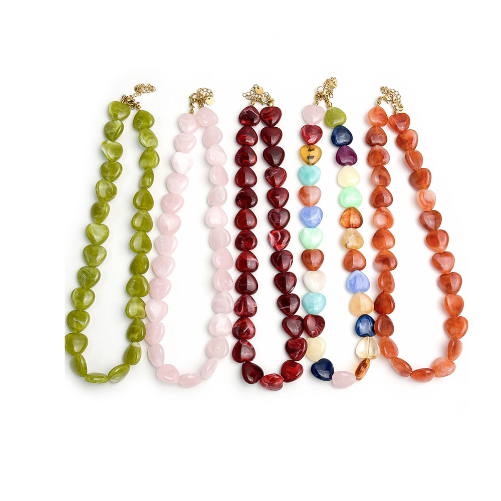 Collares De Resina Con Cuentas En Forma De Corazón Para Mujer h5Imagen3