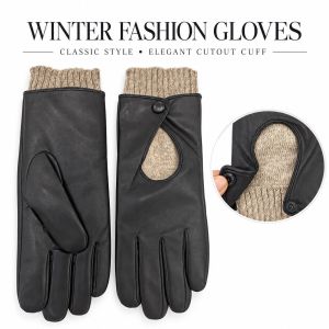 Eenvoudige Serie Dagelijkse Effen Gekleurde Patchwork Pu-Handschoenen h5 Afbeelding4