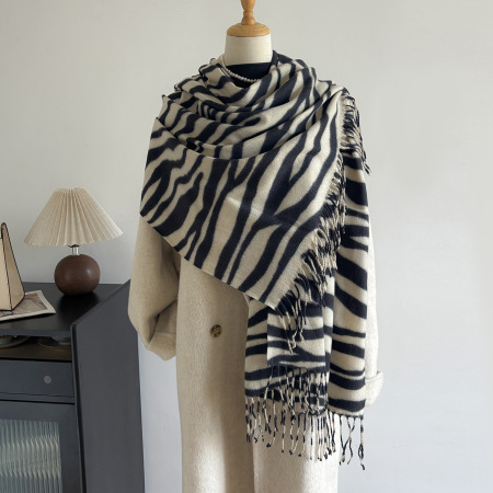 Simple Series Zebra Pattern Print Polyester Women's Winter Scarves