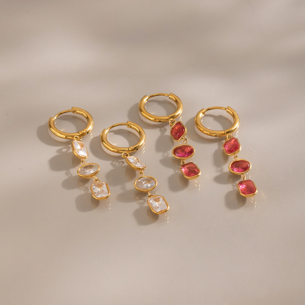 Orecchini Pendenti Da Donna In Acciaio Inossidabile Color Oro, Dalla Forma Geometrica E Impermeabili. Immagine4