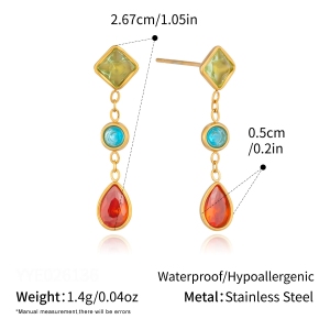 Orecchini Pendenti Da Donna In Acciaio Inossidabile Color Oro, Dalla Forma Geometrica E Impermeabili. h5 