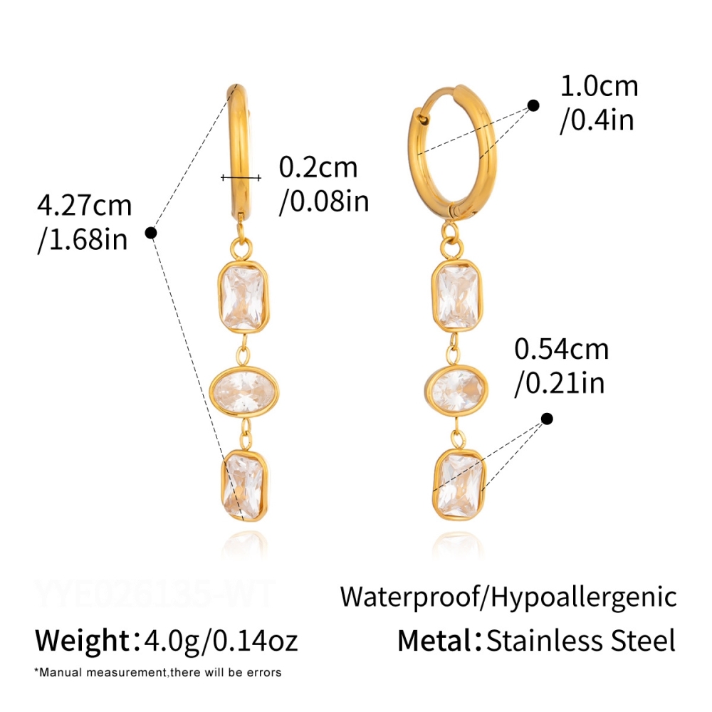 Orecchini Pendenti Da Donna In Acciaio Inossidabile Color Oro, Dalla Forma Geometrica E Impermeabili. 