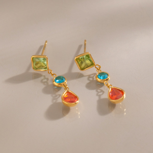 Orecchini Pendenti Da Donna In Acciaio Inossidabile Color Oro, Dalla Forma Geometrica E Impermeabili. h5 Immagine4