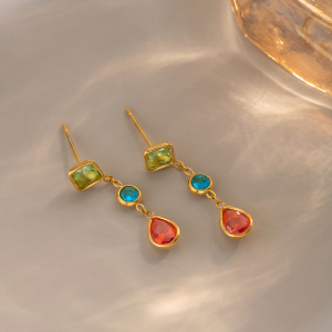 Orecchini Pendenti Da Donna In Acciaio Inossidabile Color Oro, Dalla Forma Geometrica E Impermeabili. h5 Immagine3