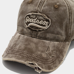 Simple Series Retro Letter Solid Color Gradient Color Washed-Cotton Distressed Unisex Baseball Cap h5 Picture5