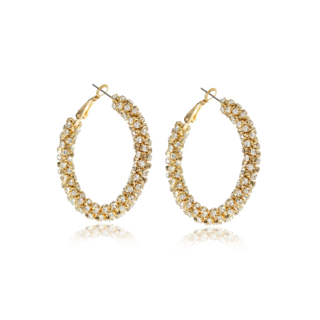 Luxurious Series Daily Circle Copper Rhinestone Zircon Women's Party Earrings