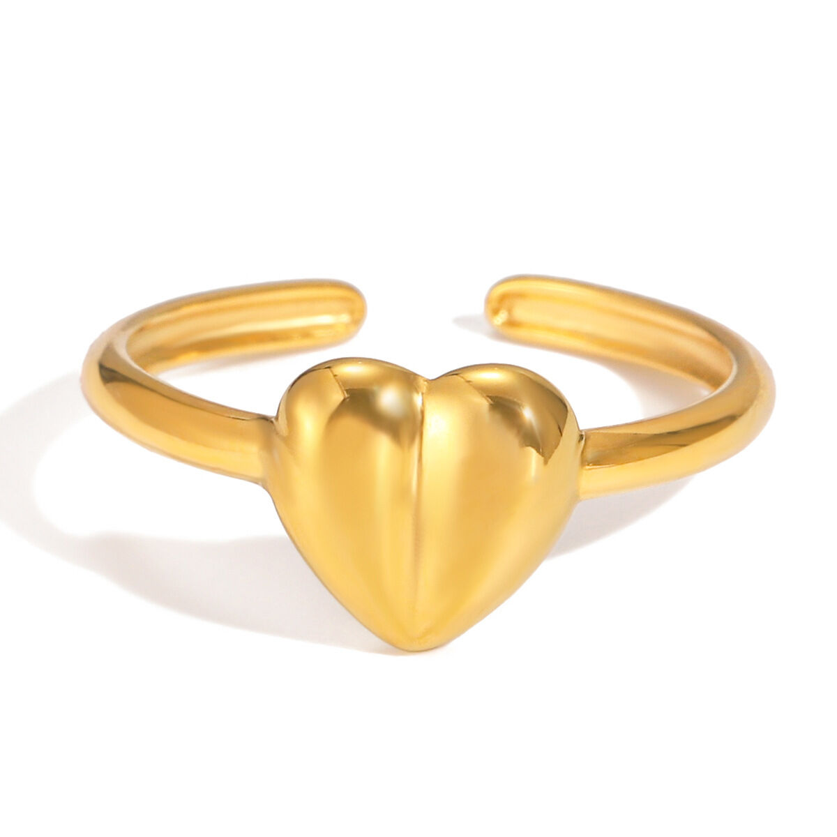 1 Piece Modern Heart Stainless Steel Waterproof Gold Color Minimalist Rings h5 