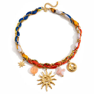 1 pezzo elegante collana con ciondolo da donna in acciaio inossidabile impermeabile color oro a forma di sole h5