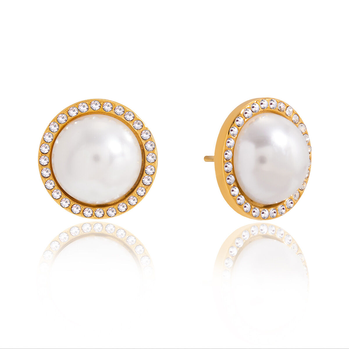 1 Pair Gorgeous Circle Stainless Steel Waterproof   Gold Color  Women's Stud Earrings 