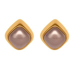 1 Pair Classic Rectangle Stainless Steel Waterproof Gold Color Women's Stud Earrings h5