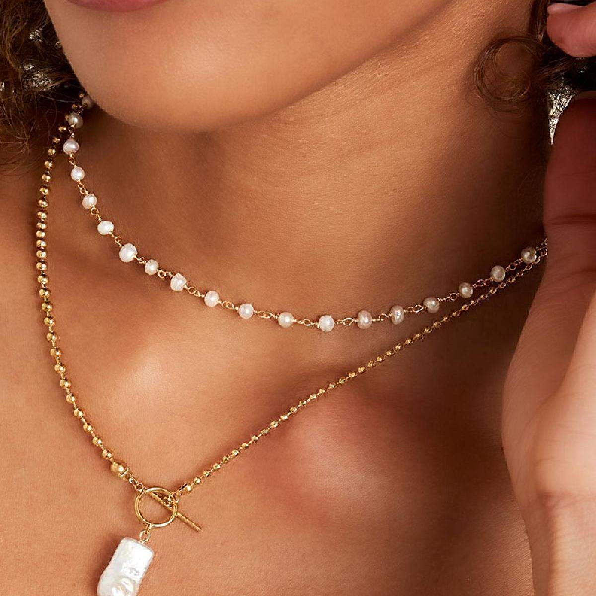 Stainless steel necklace pearl charm Picture3