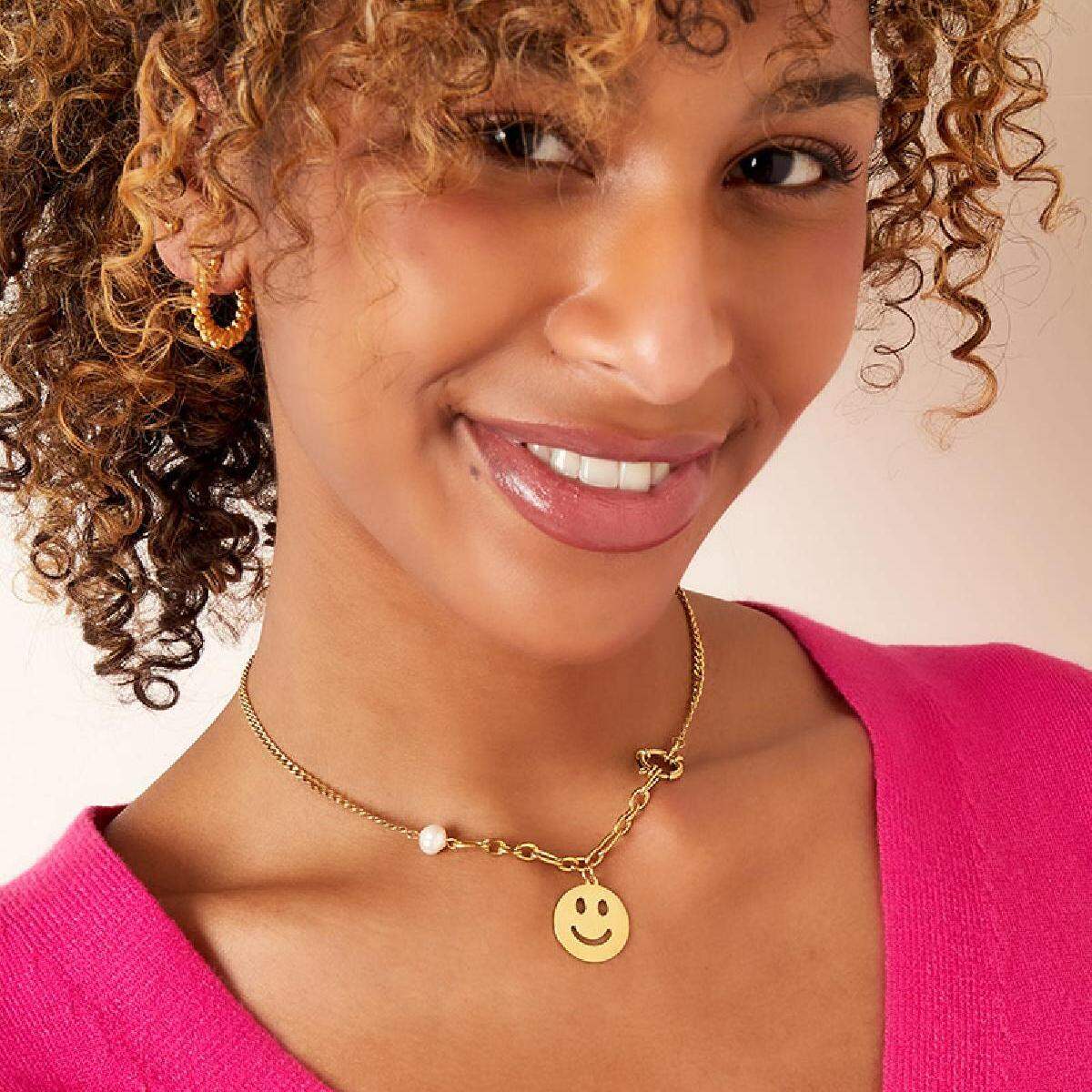 Collier en acier inoxydable avec smiley h5 Image3