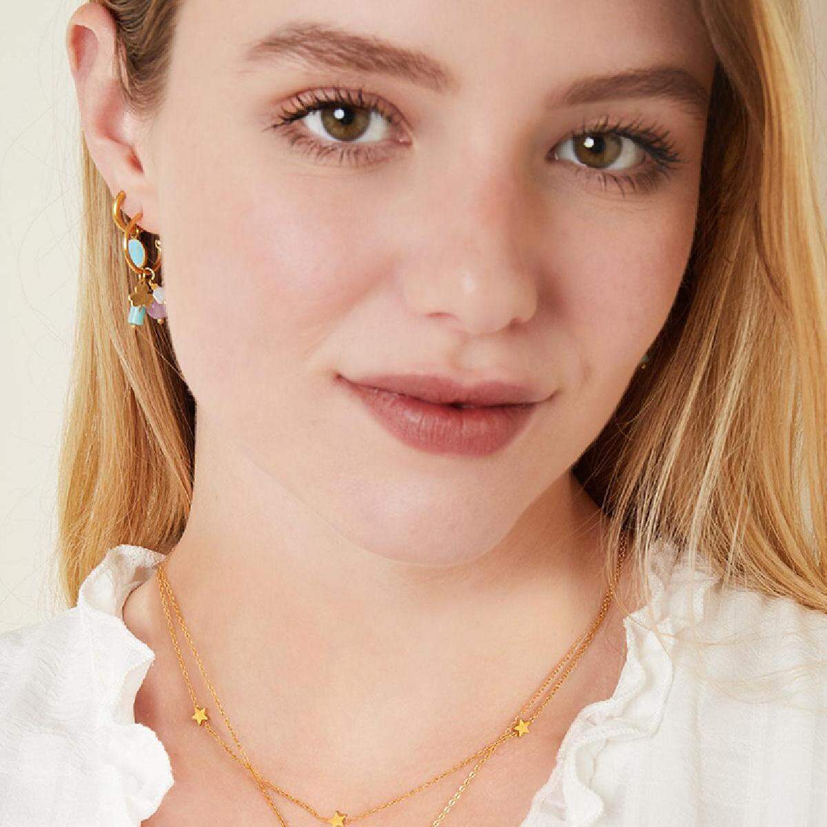 Double necklace moon and stars