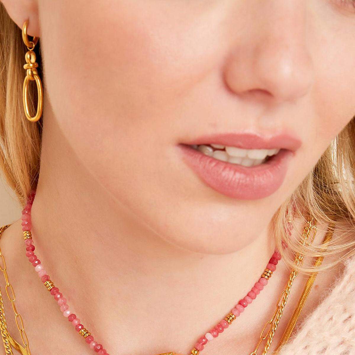 Stainless steel necklace with beads