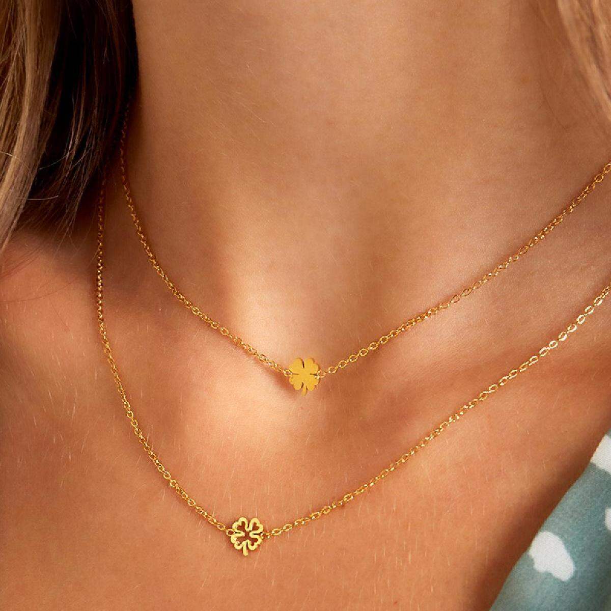 Stainless steel necklace clover