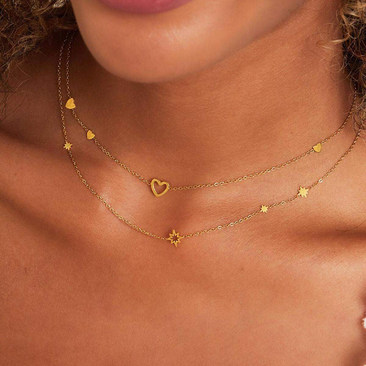 Stainless steel necklace stars h5 Picture3