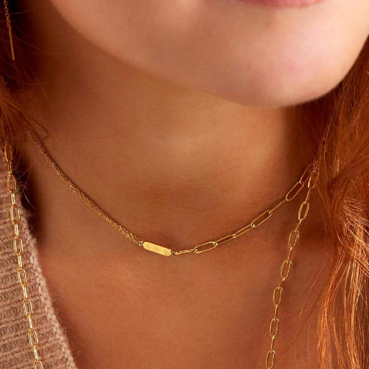Collana in acciaio inossidabile con doppia catena e ciondolo