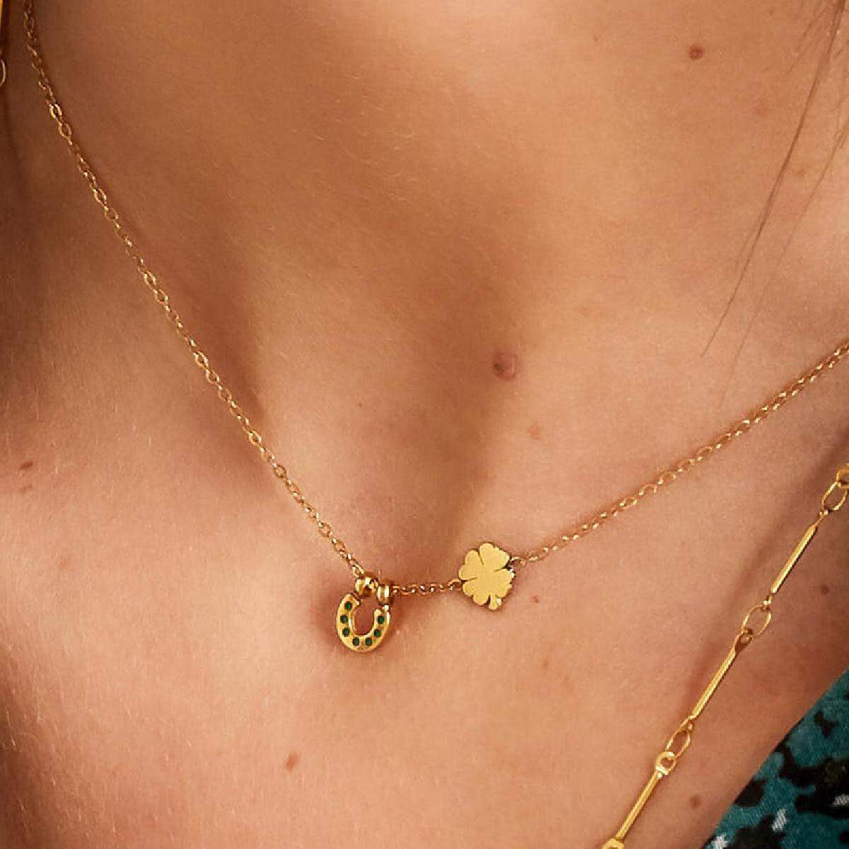 Necklace with horseshoe and clover h5 Picture5