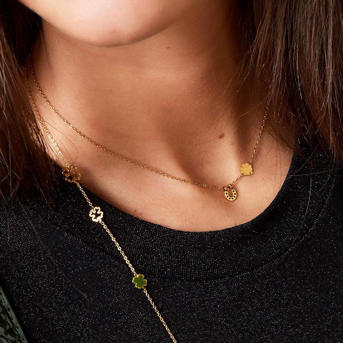 Necklace with horseshoe and clover h5 Picture3