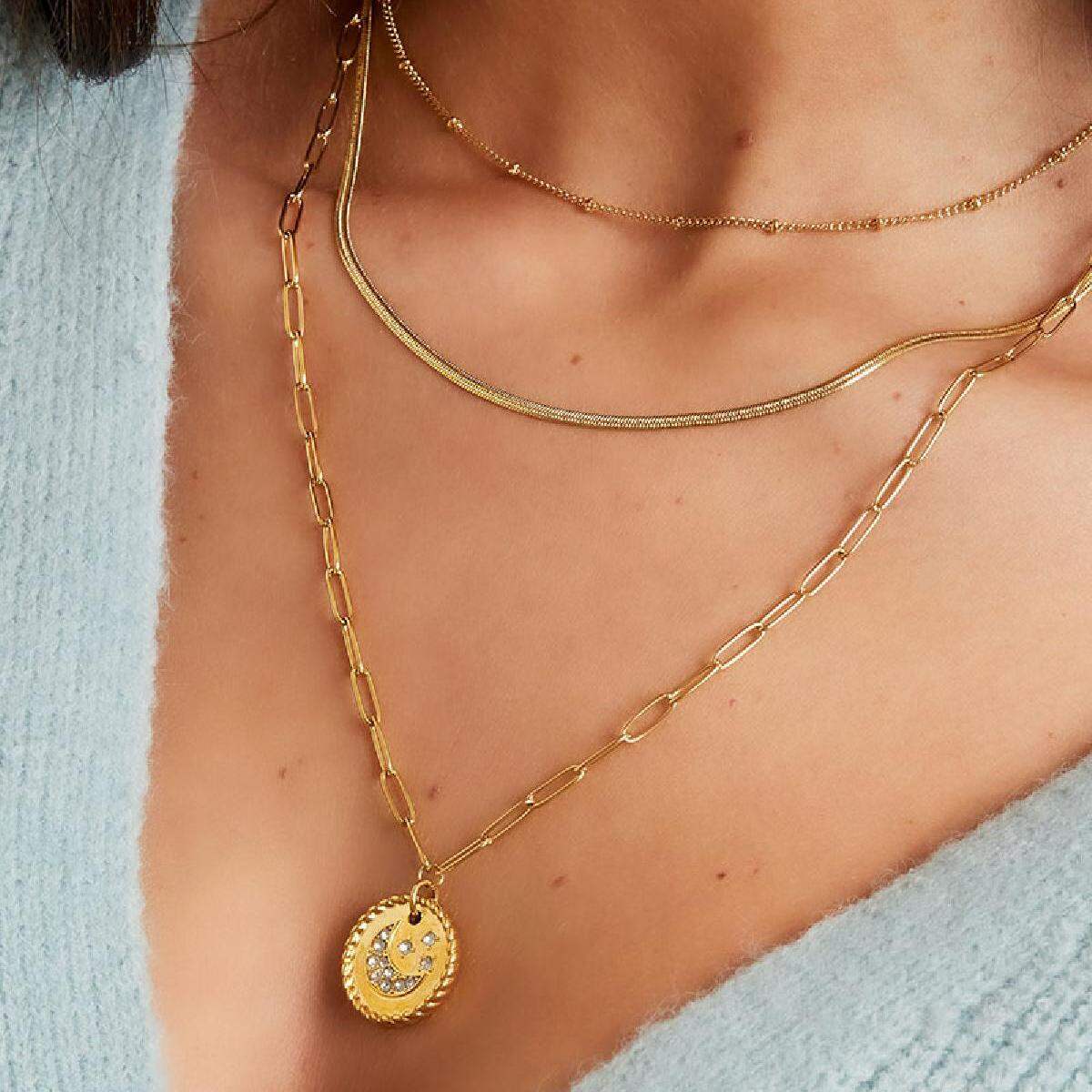 Collana a strati con luna Immagine6