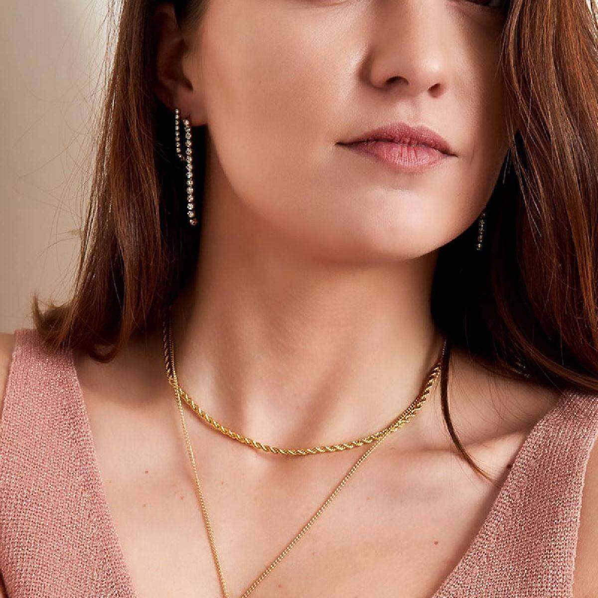 Necklace double chain star & moon