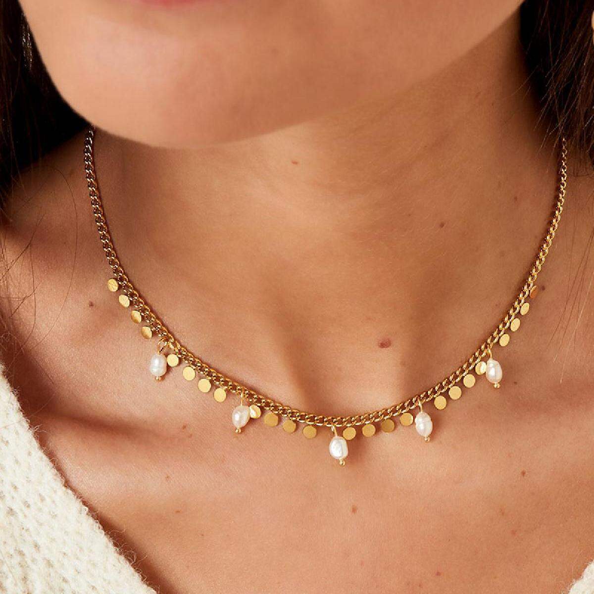 Necklace with pearls and circles h5 Picture4