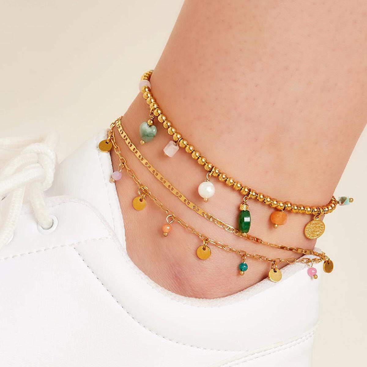 Anklet double chain with charms