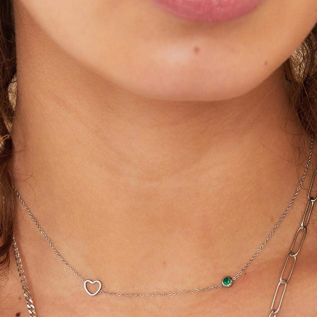 Birthstone necklace January silver h5 Picture2