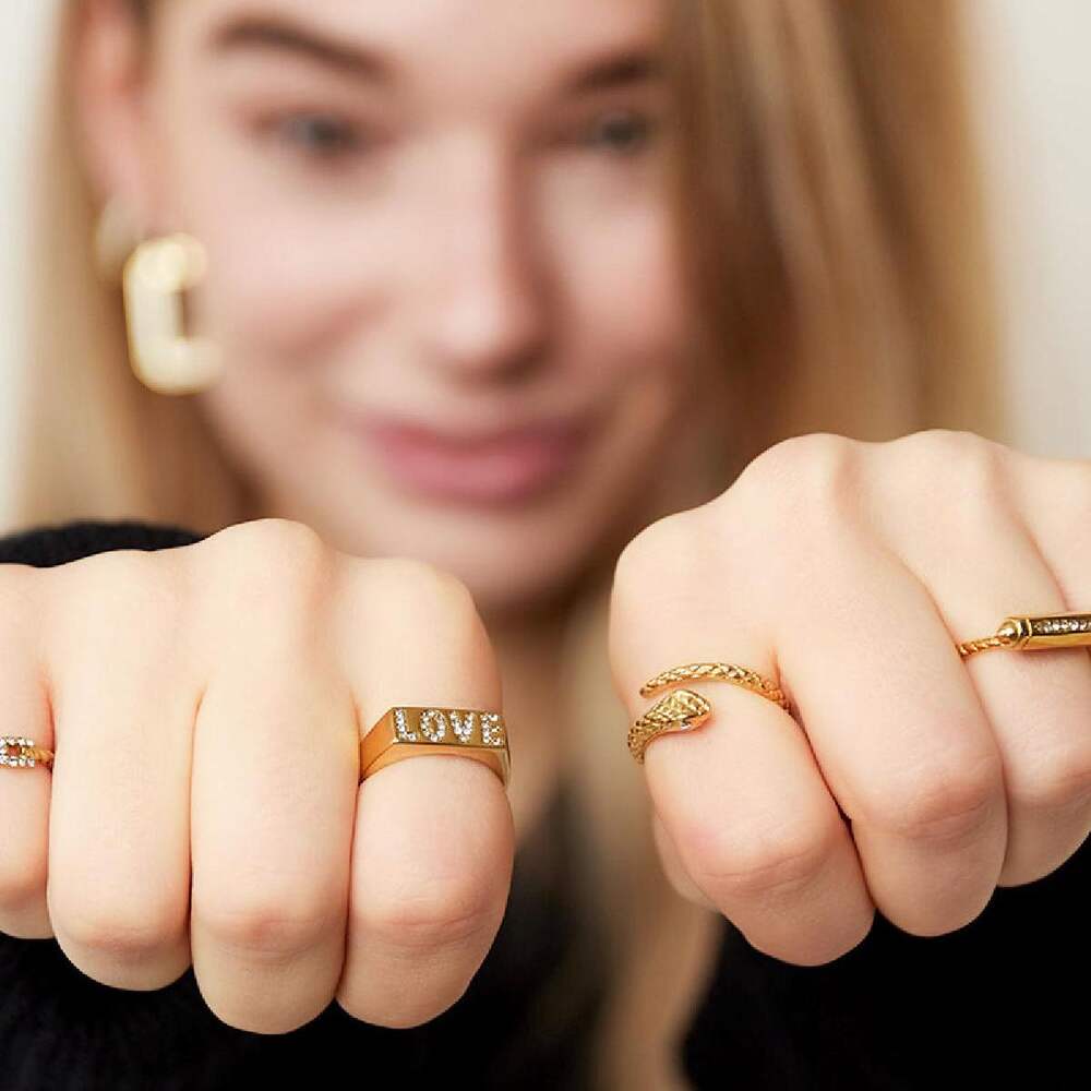 Stainless steel ring snake with zircon stone Picture3