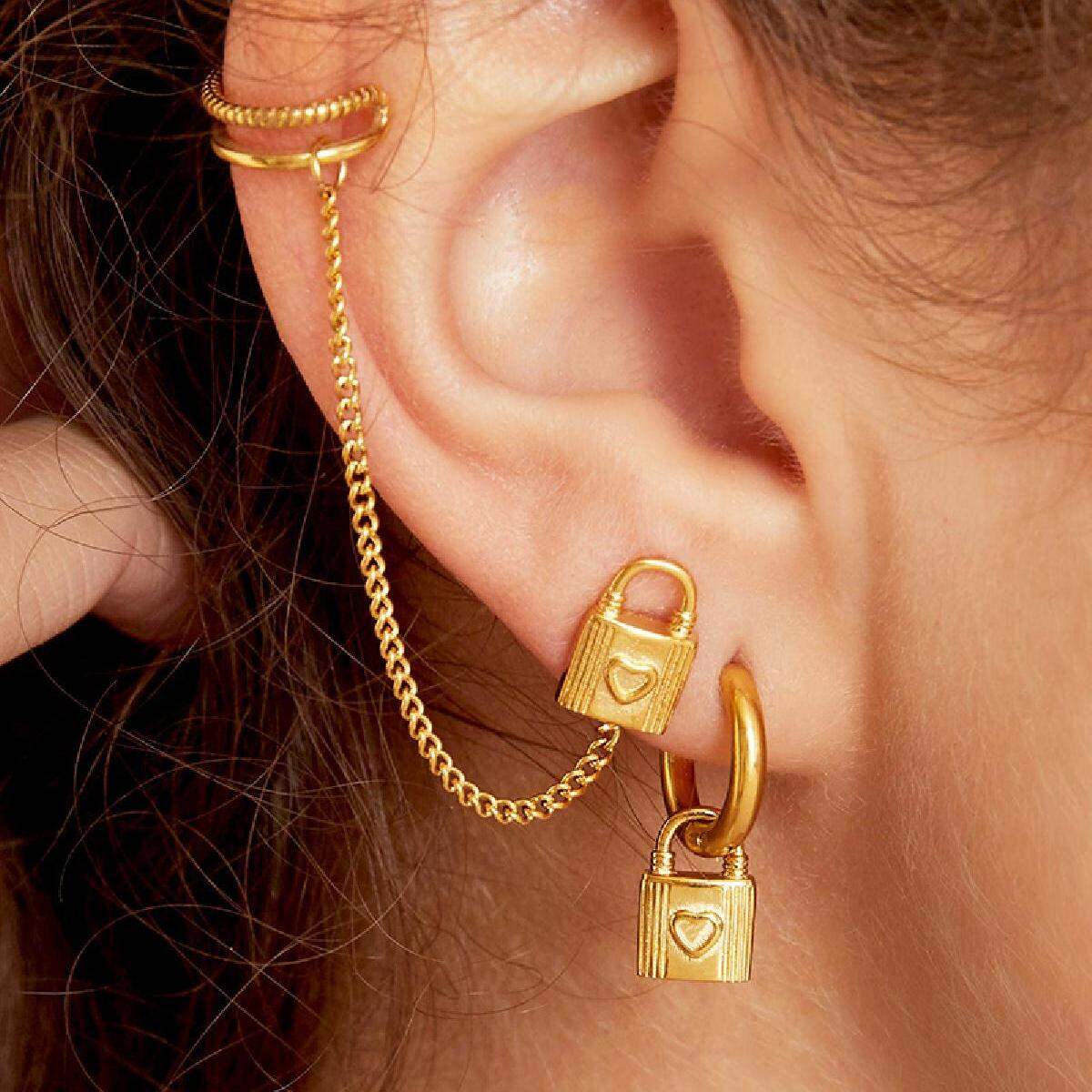 Pendientes con dije de candado h5 Imagen2