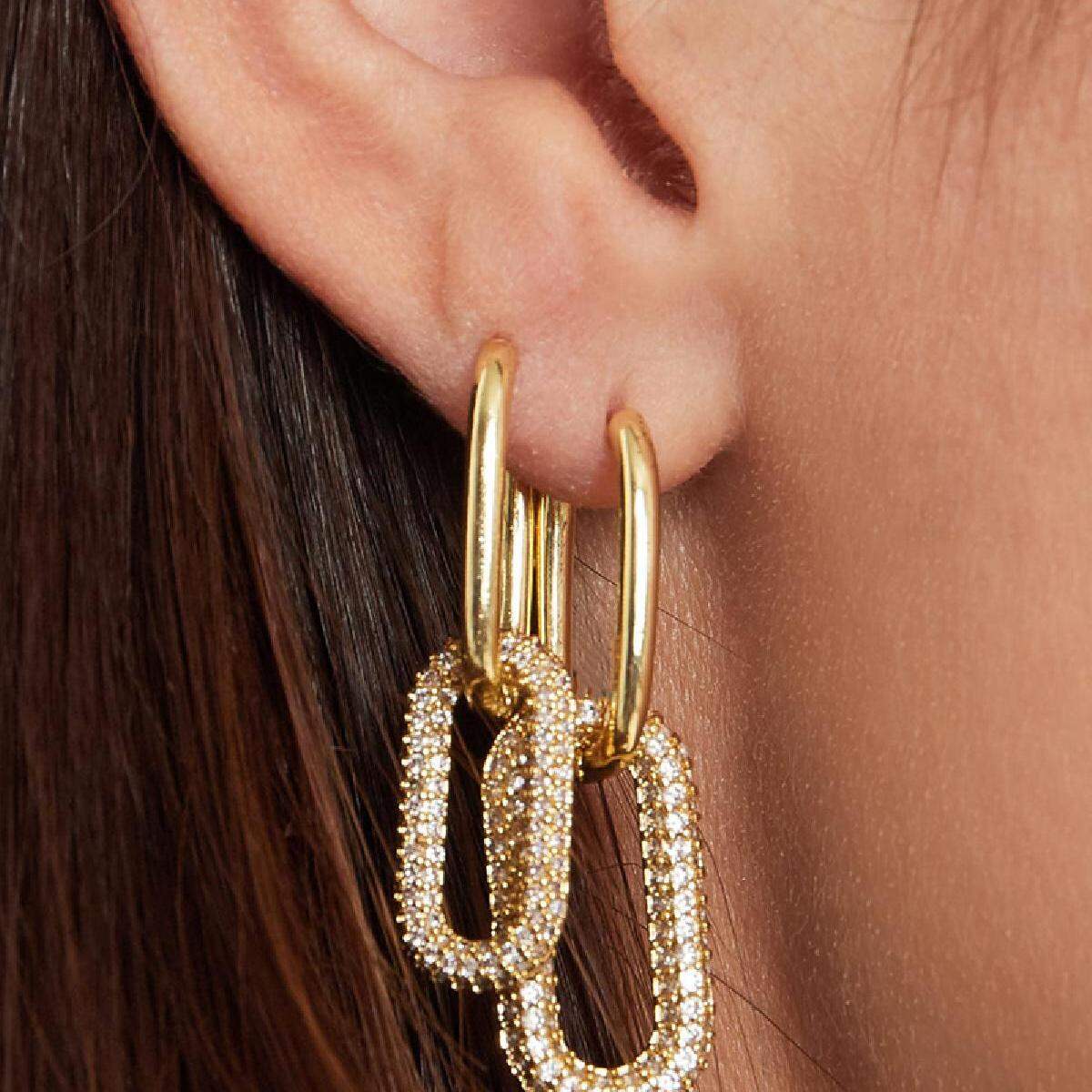Pendientes de cobre enlazados con circonitas - Pequeños Imagen5
