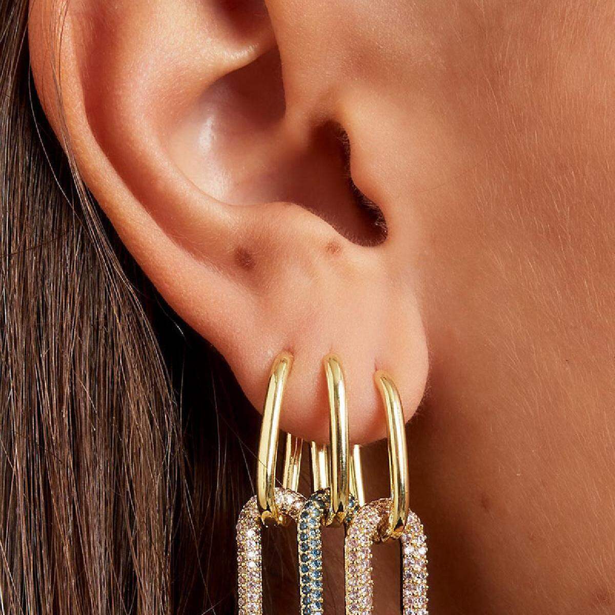 Pendientes de cobre enlazados con circonitas - Pequeños Imagen3