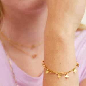 Pulsera de acero inoxidable con charms de estrella. h5 Imagen2
