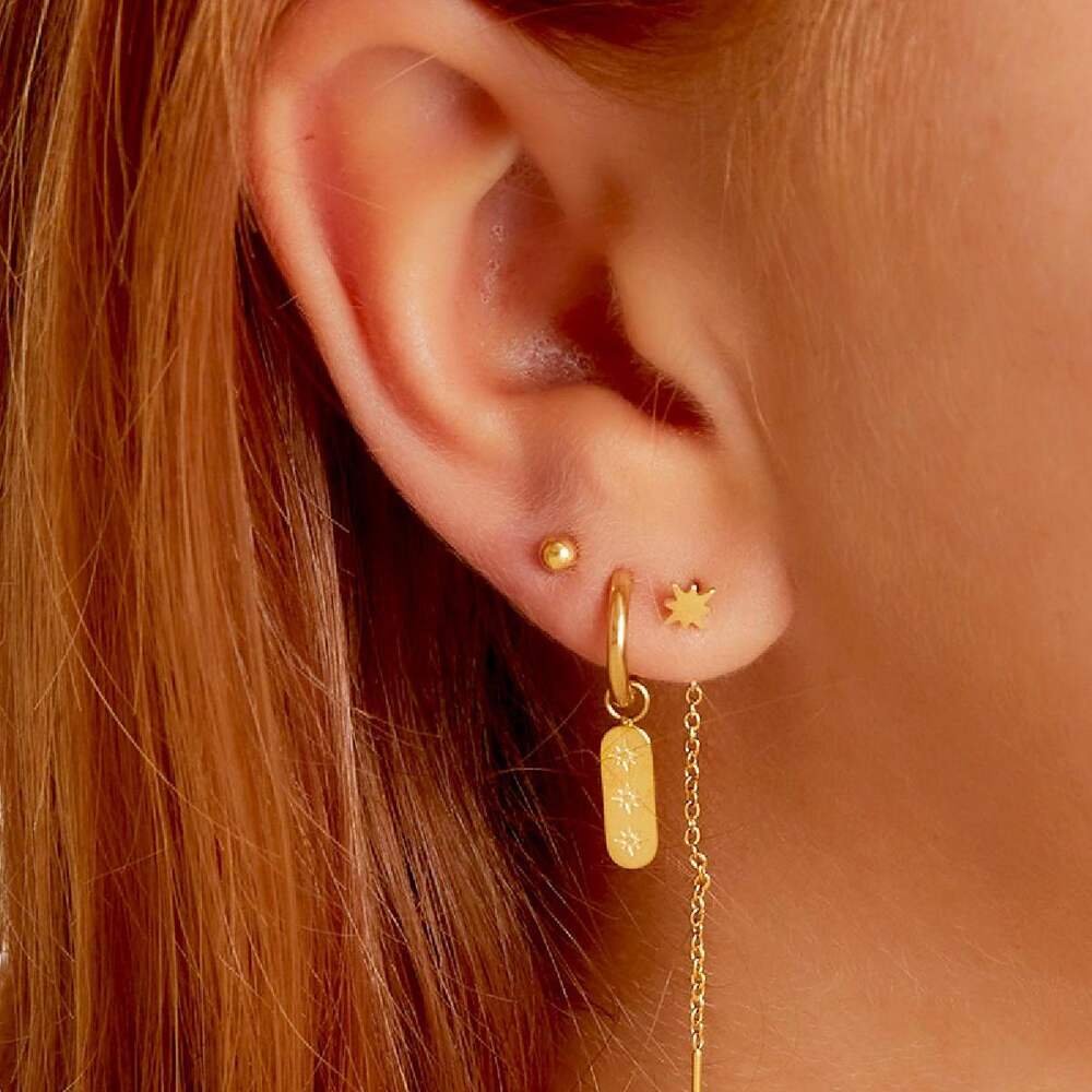 Pendientes de cadena de acero inoxidable resistentes al agua con forma de estrella h5Imagen3