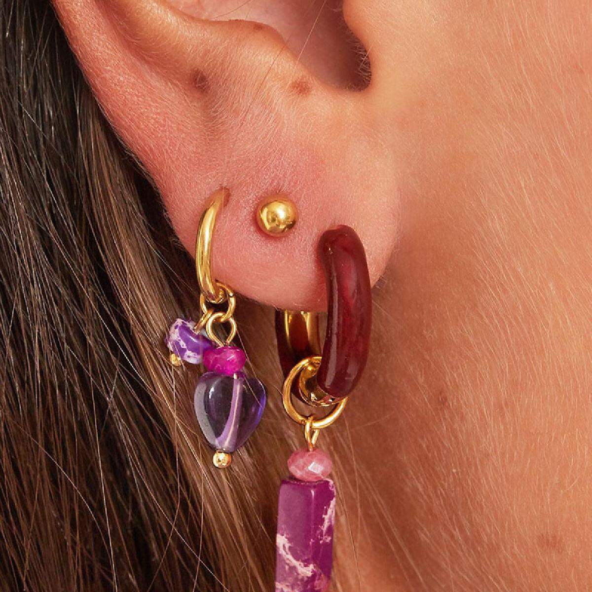 Pendientes con Charm de Colores Grandes Imagen3