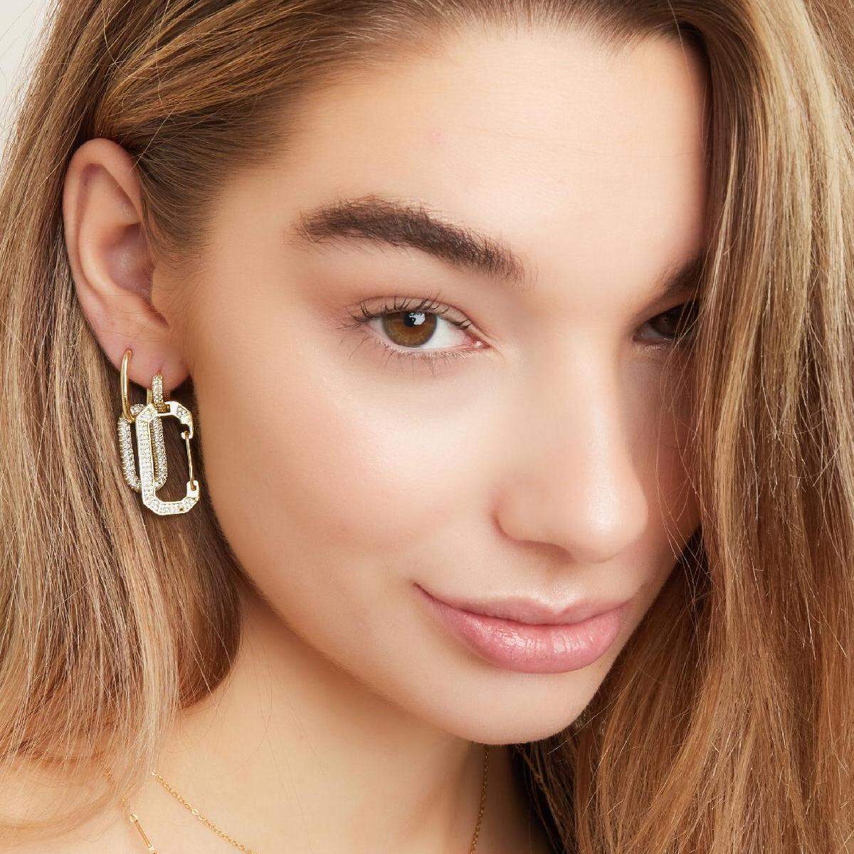 Orecchini placcati oro zircone h5 Immagine3