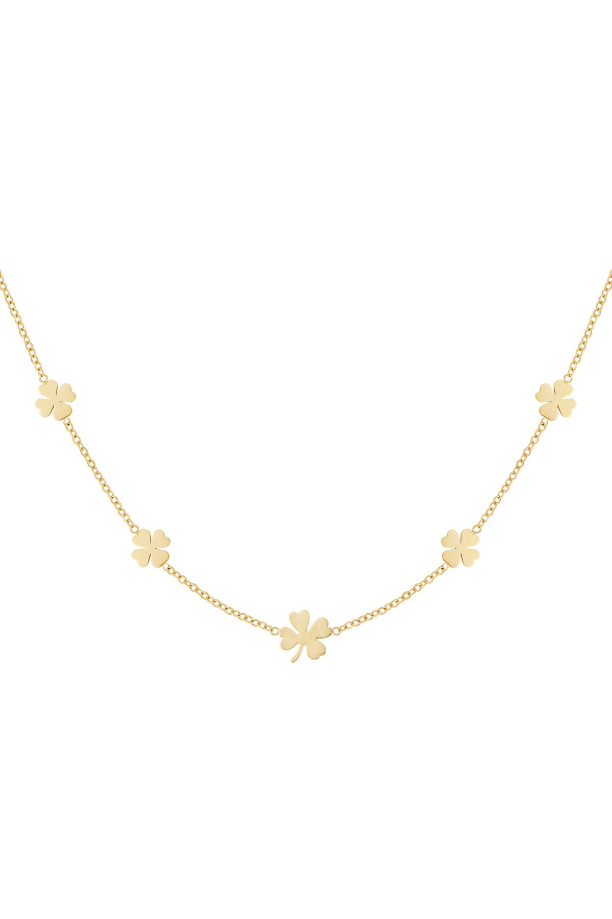 Groothandel Klavertje Ketting RVS Goudkleurig Vrouwen Middel 40-70 cm Simple Serie