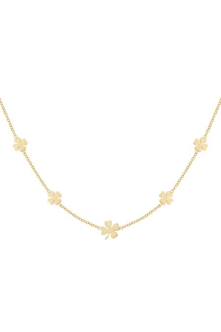 Necklace 5 clovers Gold Color Stainless Steel