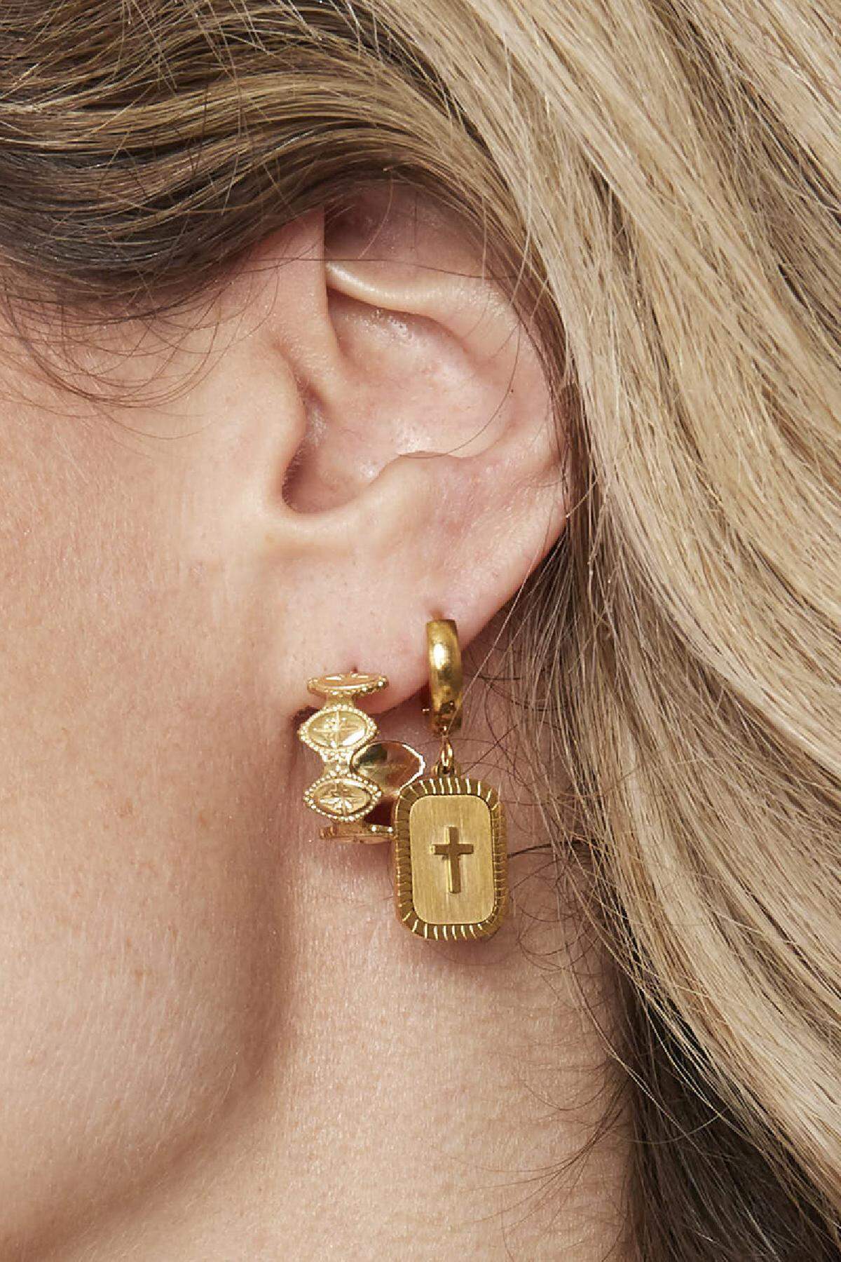 Earrings Cross Silver Color Stainless Steel Immagine2