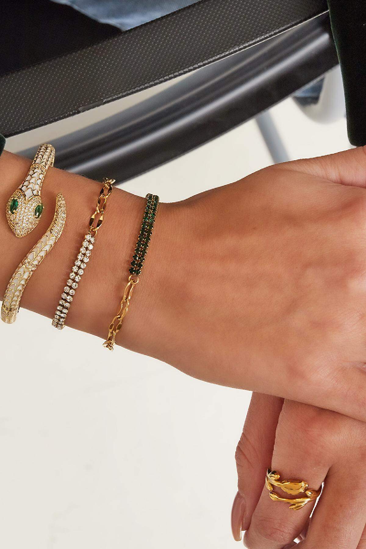 Armband Zirkon und Kette Goldfarbe Edelstahl h5 Bild2