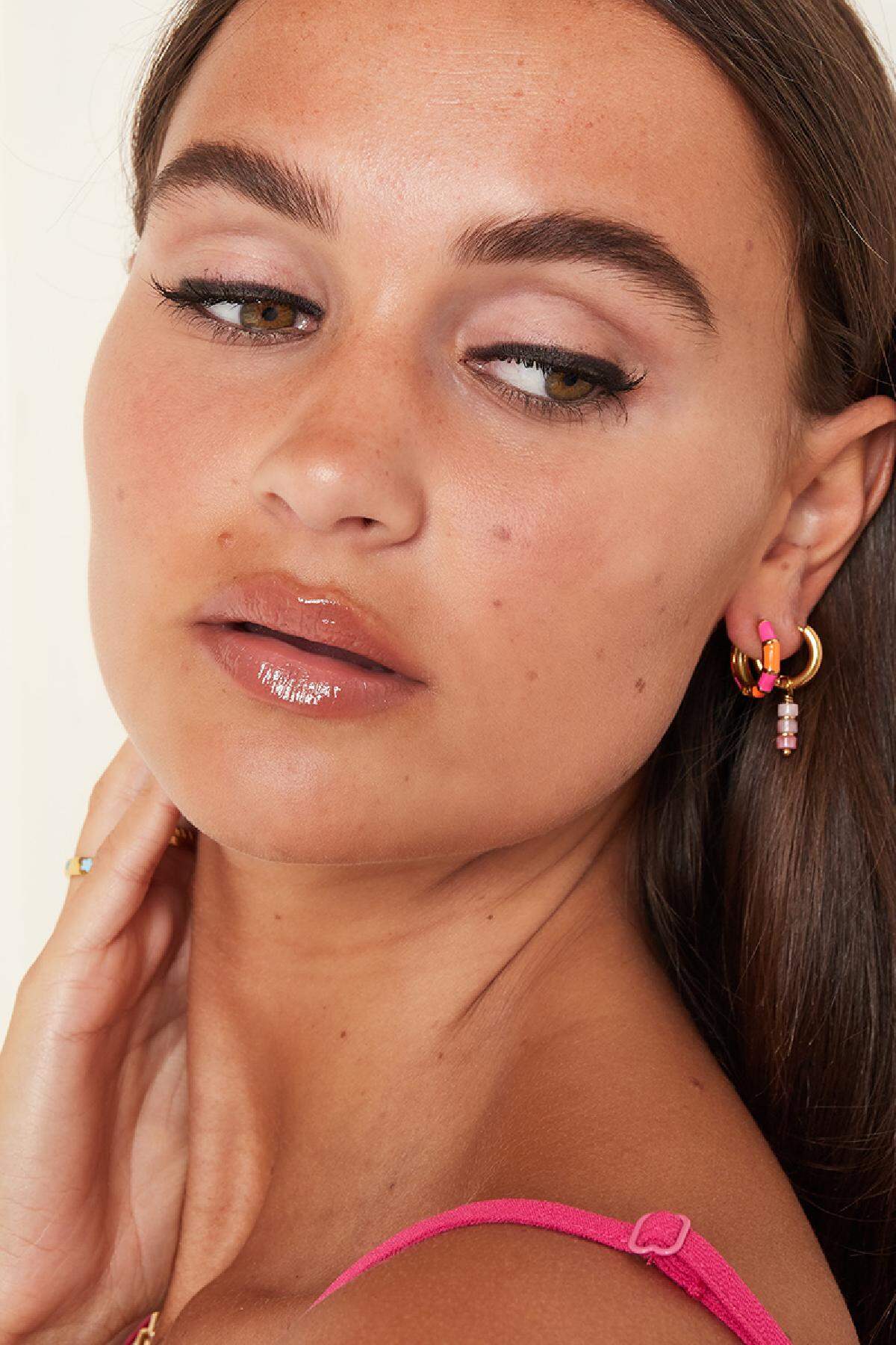 Blocage des couleurs des boucles d'oreilles en acier inoxydable Rosé Image2