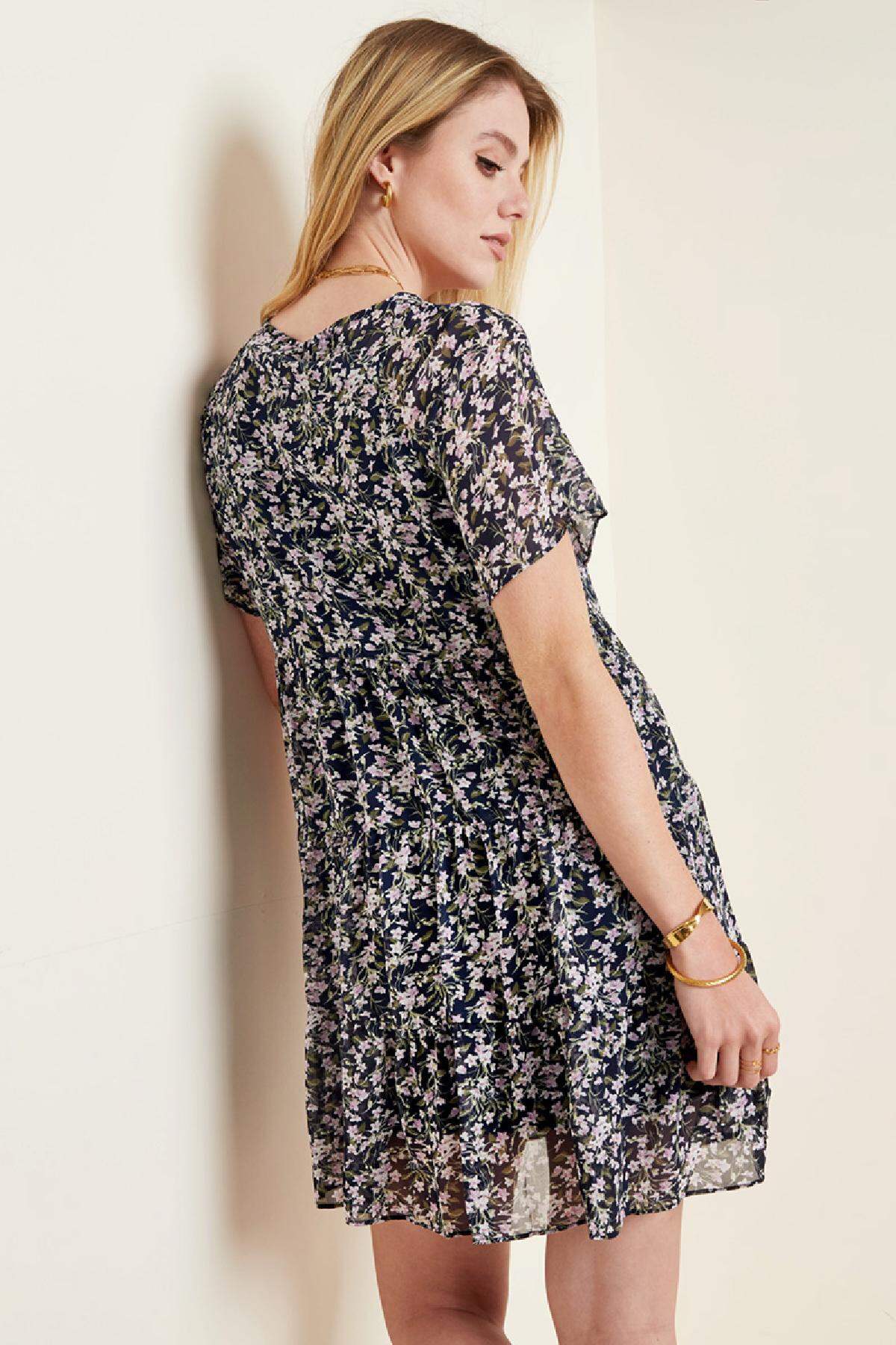 Summer dress with floral print Purple S h5 Picture5