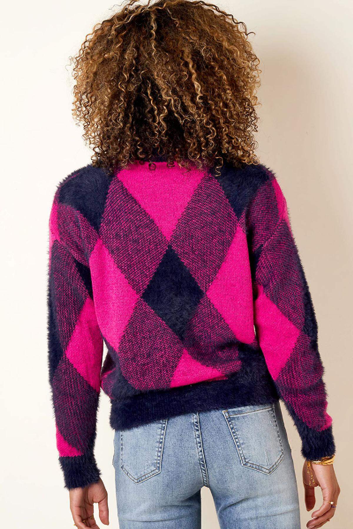 Weicher karierter Pullover Fuchsia S/M Bild3