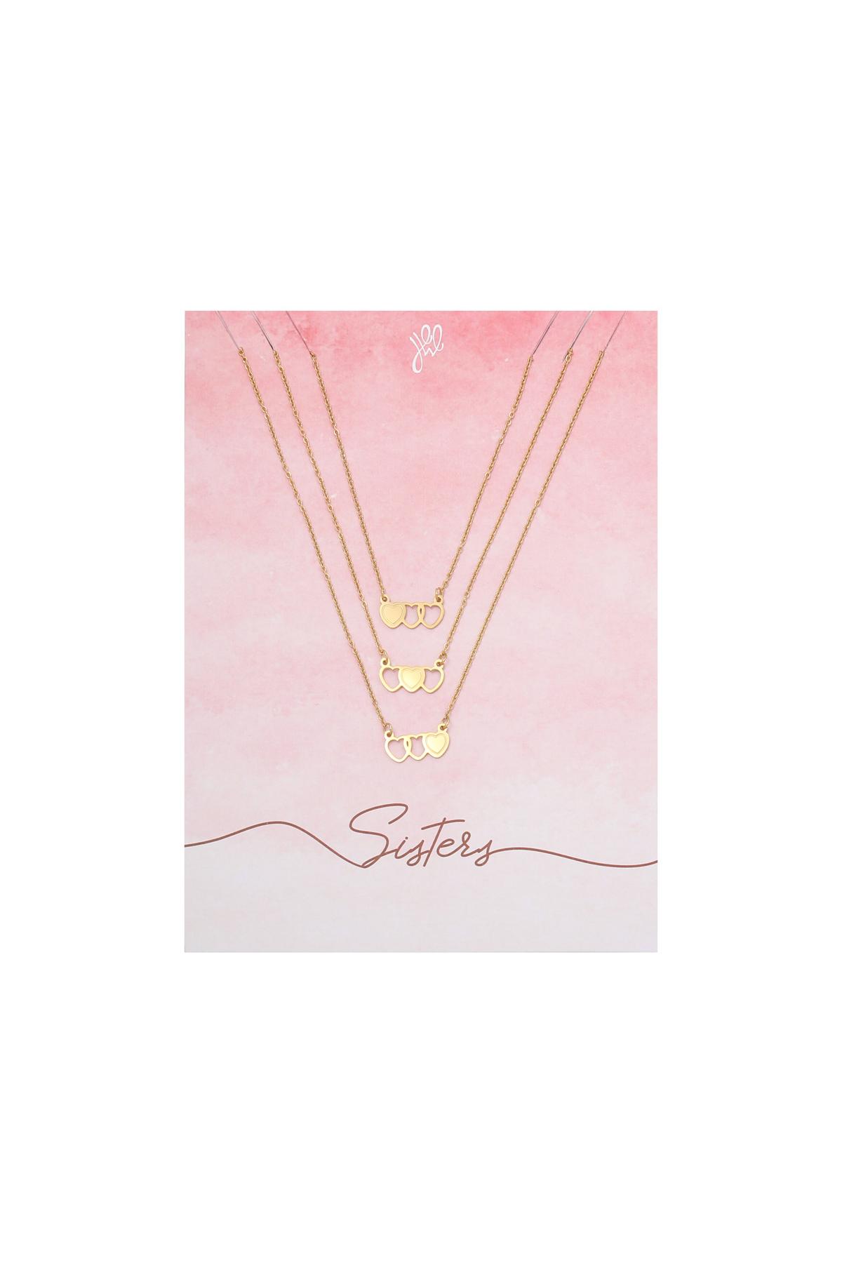 Groothandel Ketting RVS Goudkleurig Three Sisters