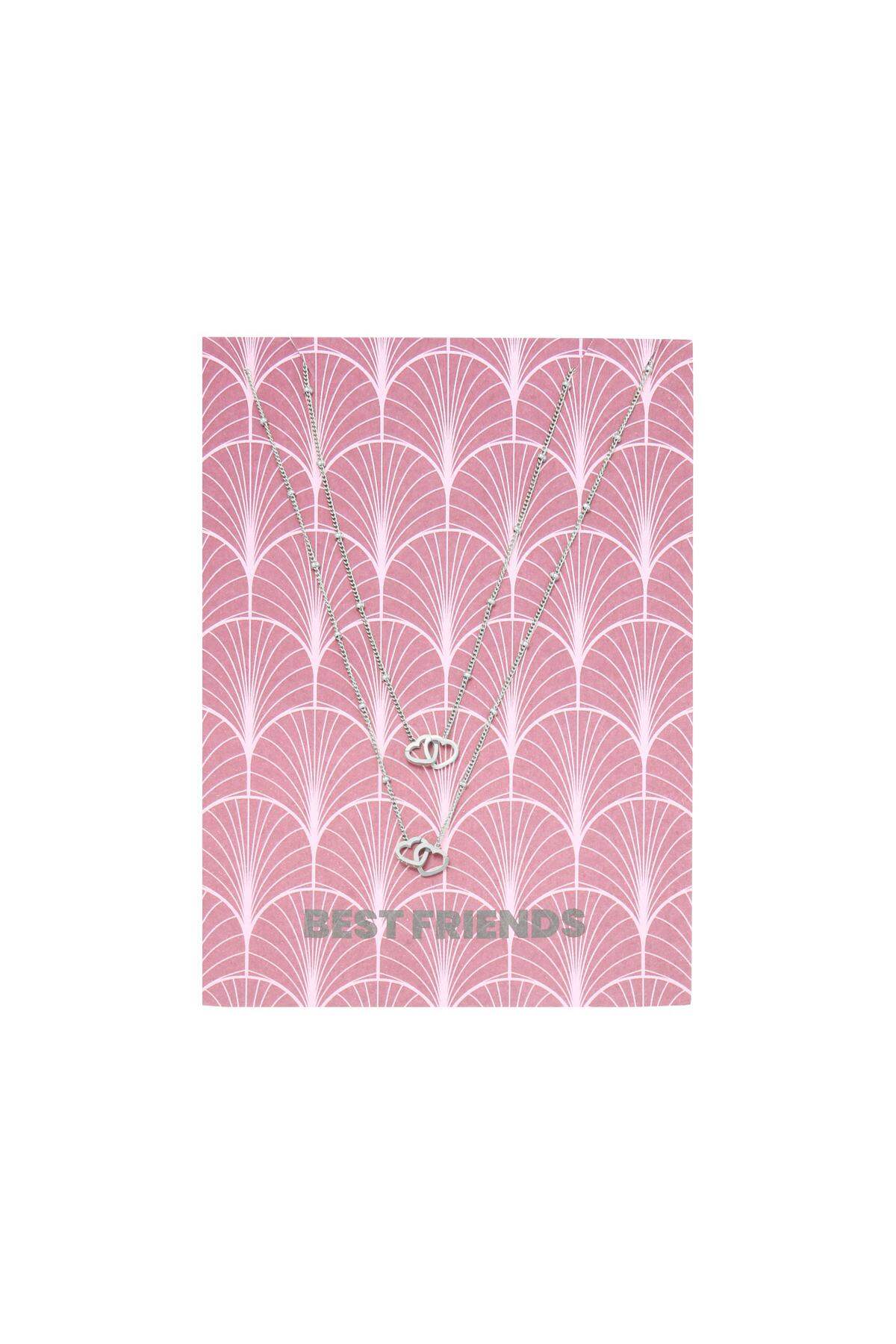 Collier Card Best Friends Argenté Acier inoxydable