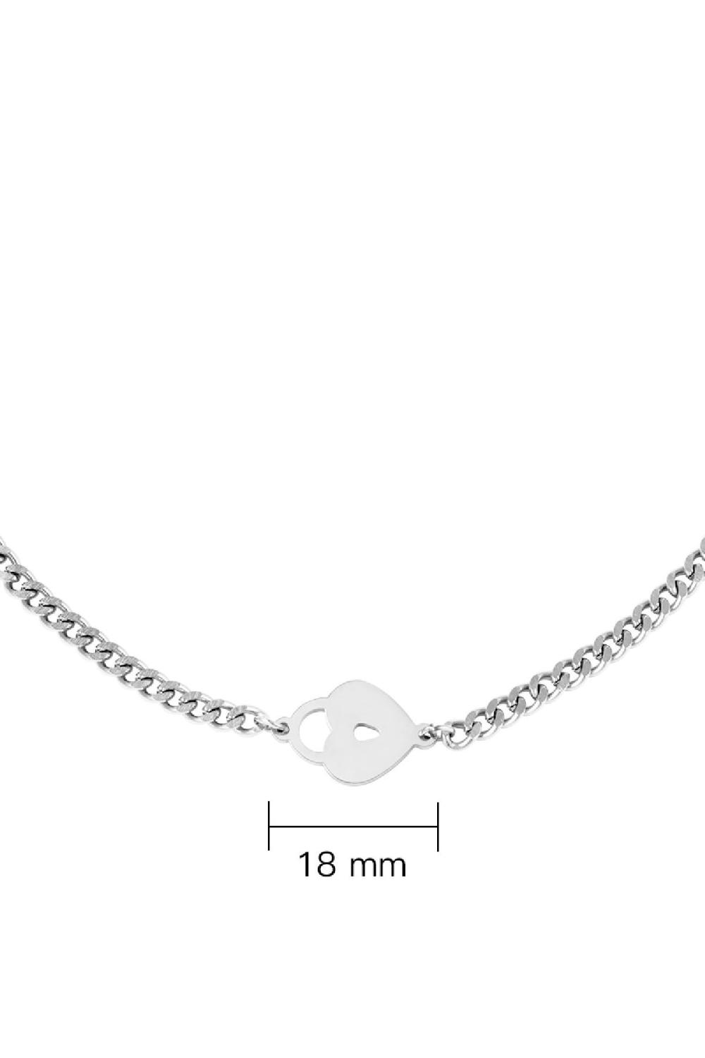 Collana Cuore Bloccato Silver Color Stainless Steel Immagine2