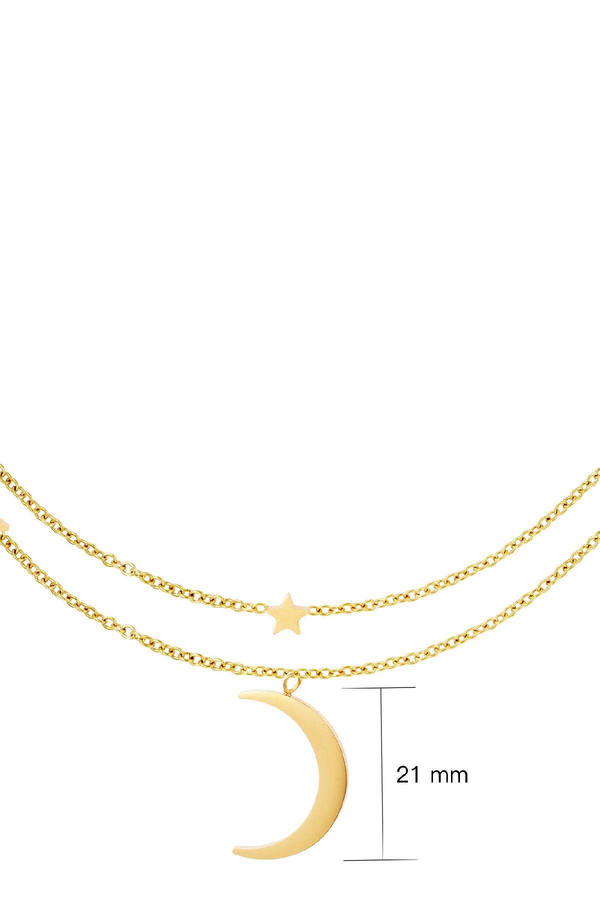 Doppelkette Mond und Sterne Goldfarbe Edelstahl Bild3
