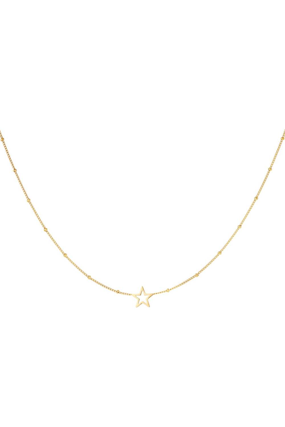 Minimalistic necklace open star Silver Color Stainless Steel